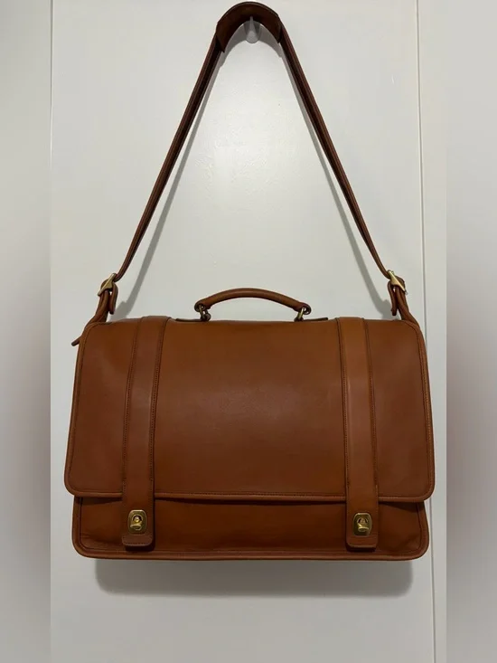 Vintage Coach Men's Essex Briefcase (#5274) Tan Leather Messenger & Laptop Bag - Picture 1 of 13